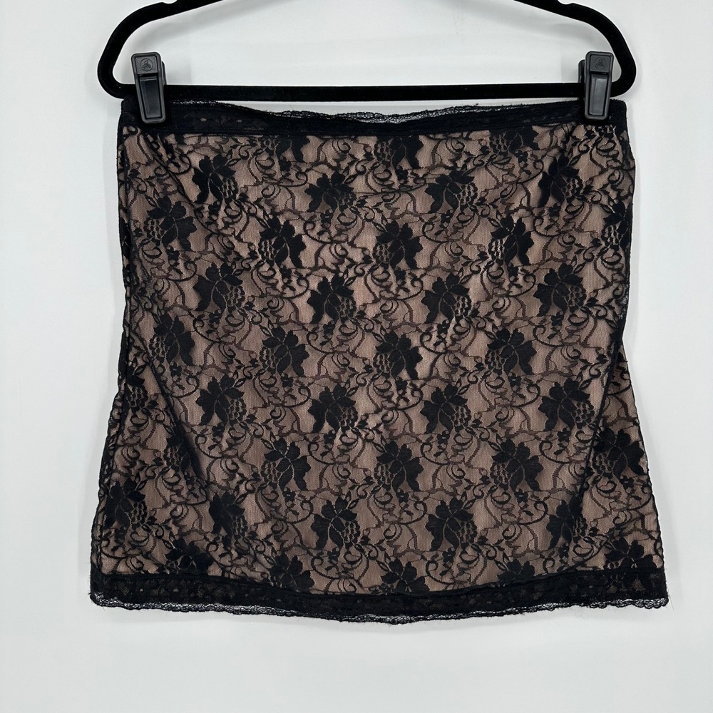 Y2K Emma G Black Nude Floral Lace Tube Top Strapless Going Out Feminine‎ XL